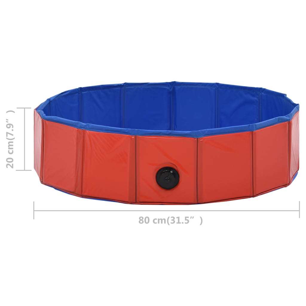 Foldable Dog Swimming Pool Red 31.5"x7.9" PVC Doba